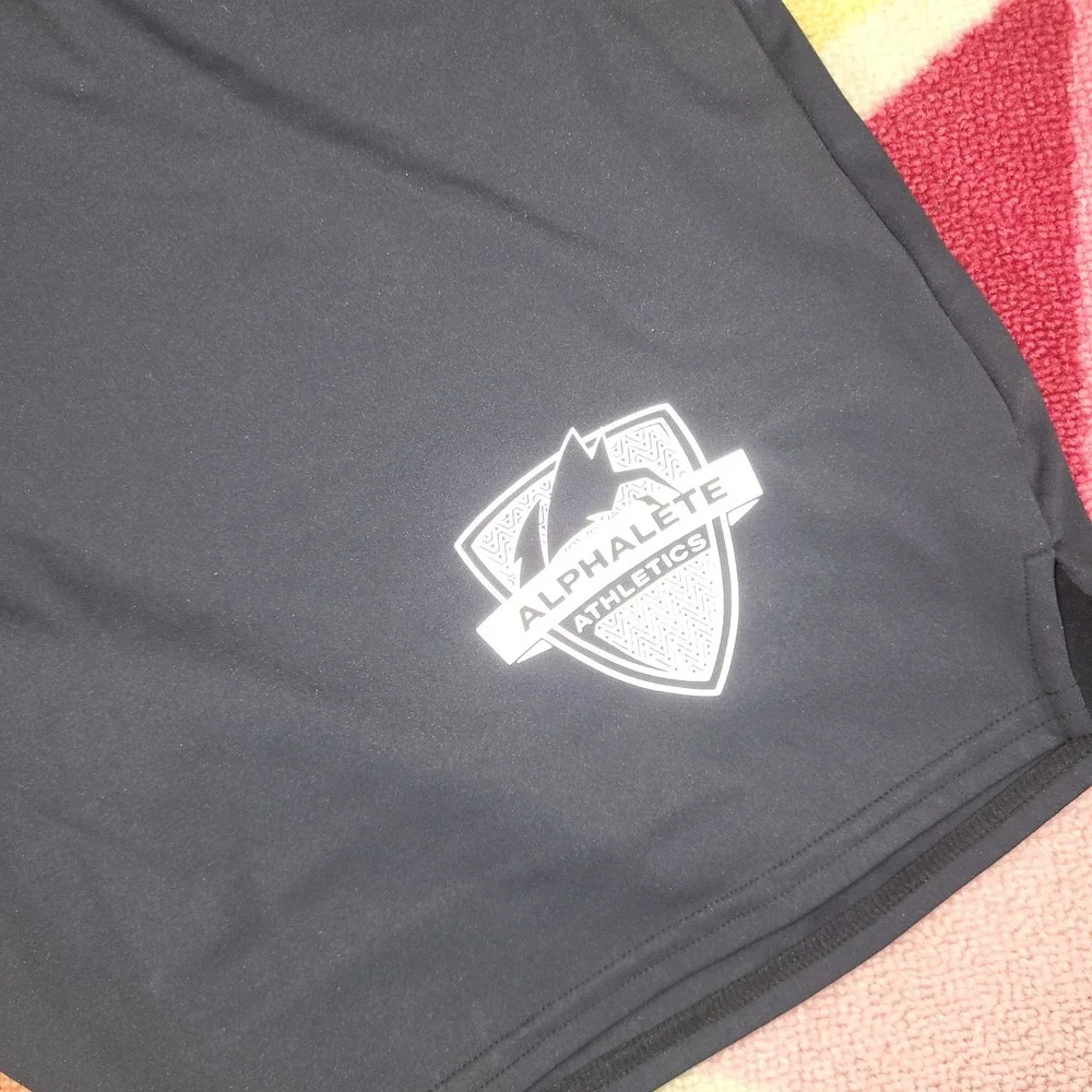 Alphalete Athletics Athletic Shorts Dark Blue White Teal Logo Mens‎ Large